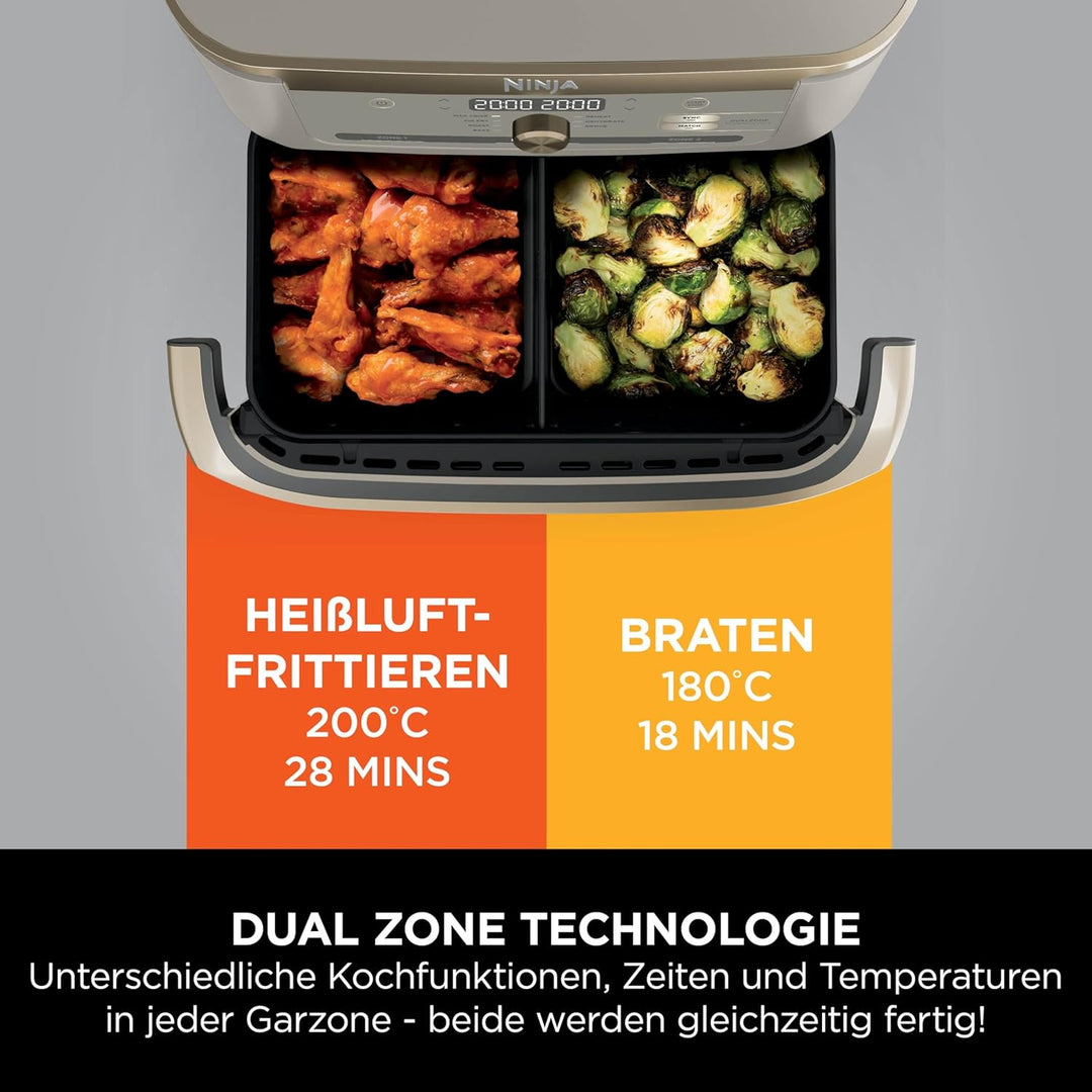 Ninja Foodi FlexDrawer Heissluftfritteuse, Dual Zone, verwandelt sich in MegaZone, 10,4 L, Dual Zone
