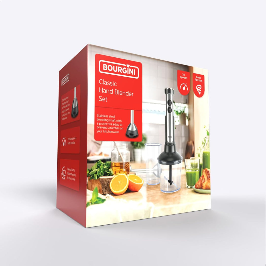 Bourgini Classic Stabmixer - Extra leistungsstarker Stabmixer mit 20 Geschwindigkeiten und Turbofunk