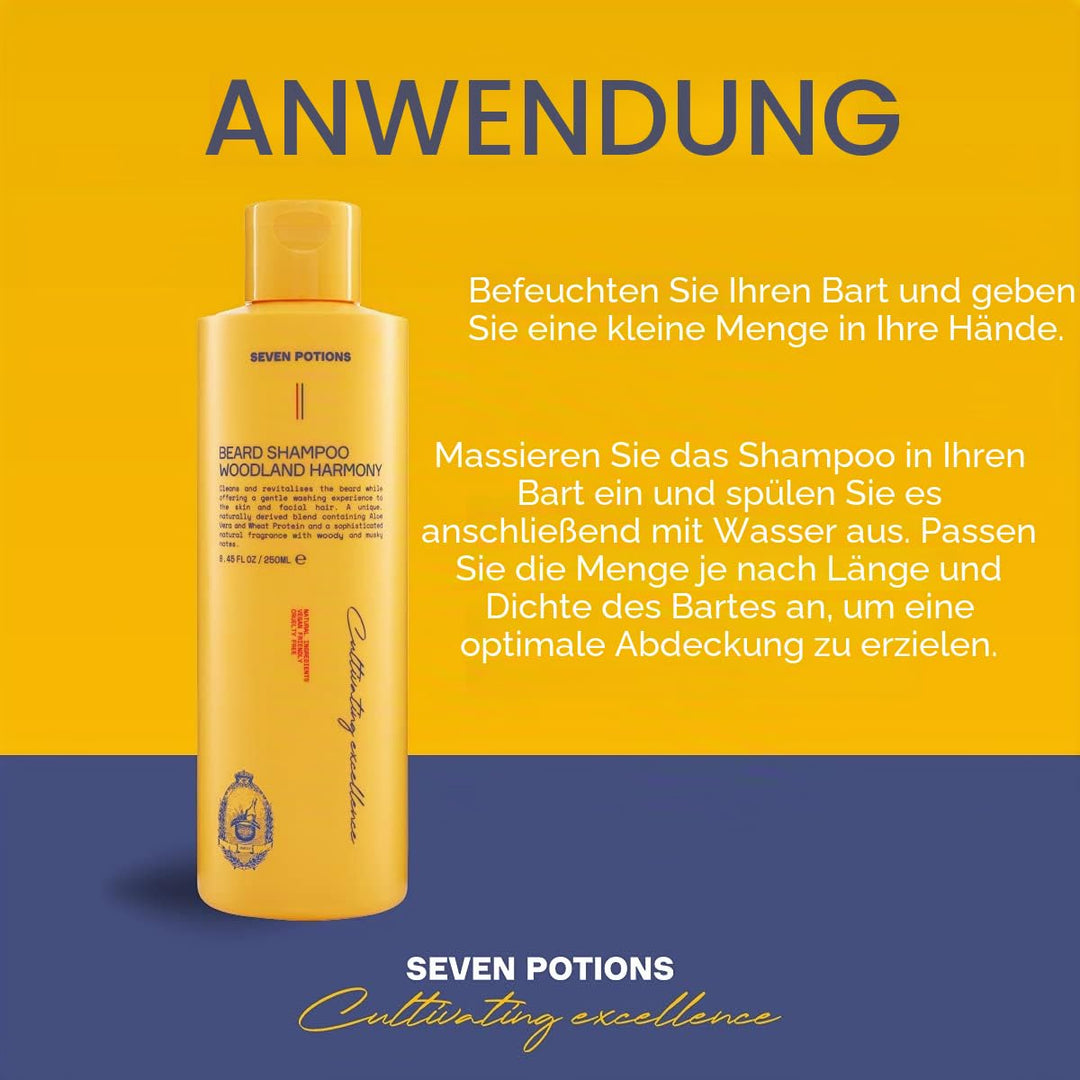 Seven Potions Bart-Shampoo für Männer - Sanfte, reinigende Bartreinigung für einen sauberen Bart ohn