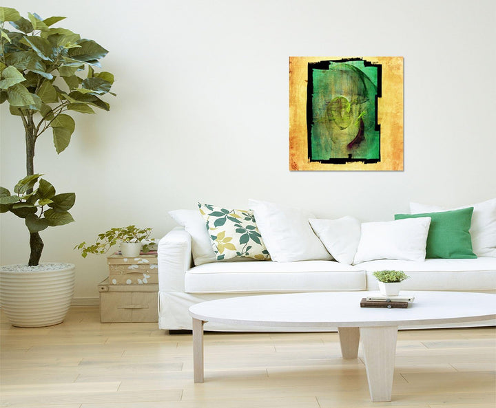 Paul Sinus Art Moment der Hoffnung - Bild auf Leinwand Abstrakt383_60x60cm Bild auf Leinwand grün ge