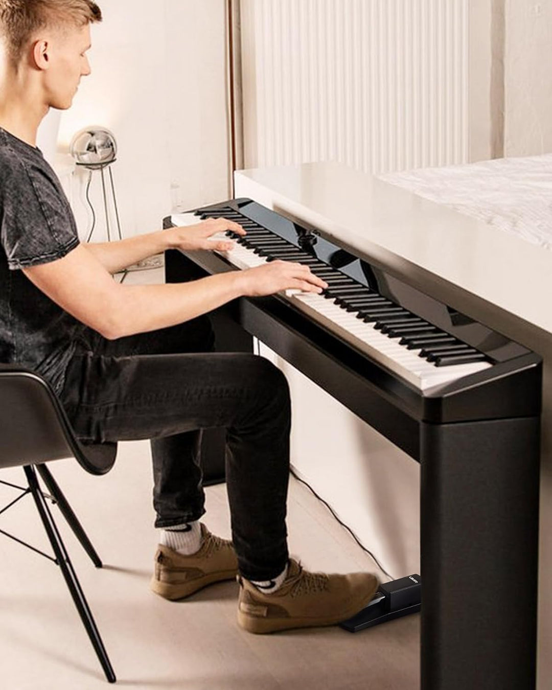 LEKATO Universelles Sustain Pedal für Keyboard, Klavier-Fusspedal mit Polaritätsschalter für elektro
