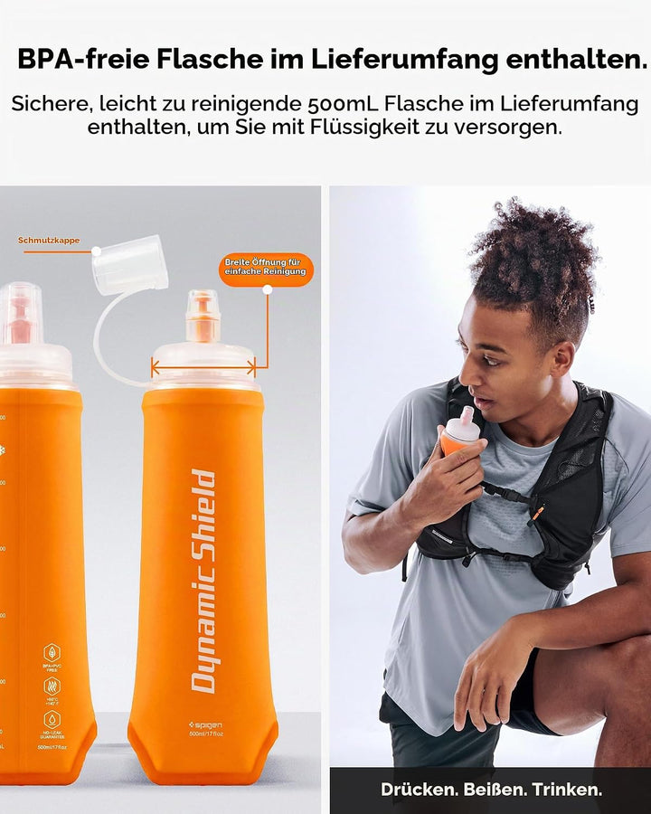 Spigen A721 Laufweste Damen &amp; Herren mit 500 ml Trinkflasche Trinkrucksack für Laufen &amp; Marathon [si