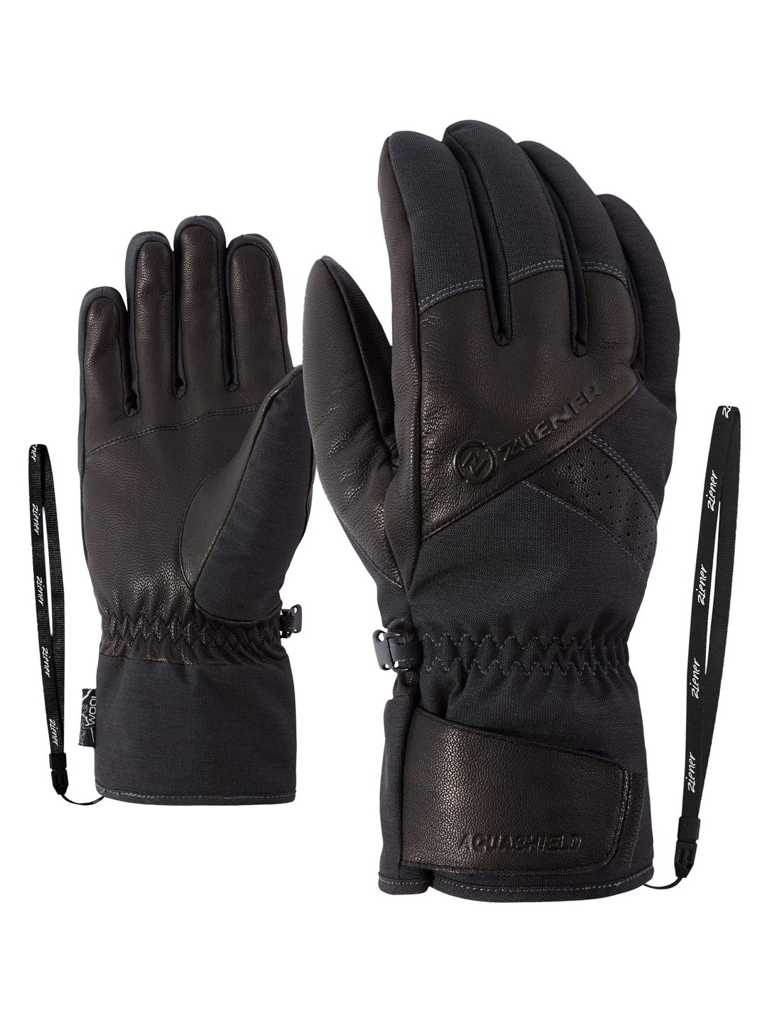 Ziener Getter As Ski-Handschuhe/Wintersport | Wasserdicht, Atmungsaktiv, Alpine Wool 10 grey iron te