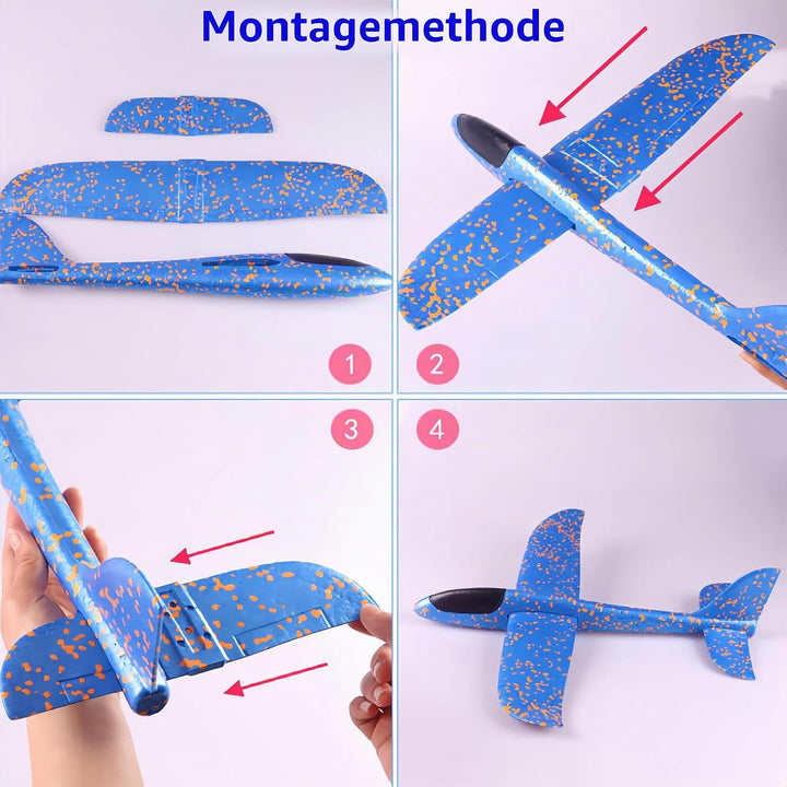 Luthando 4 Stück Styropor Flugzeuge Kinder - Styroporflieger Flieger Wurfgleiter, 38cm Styroporflieg