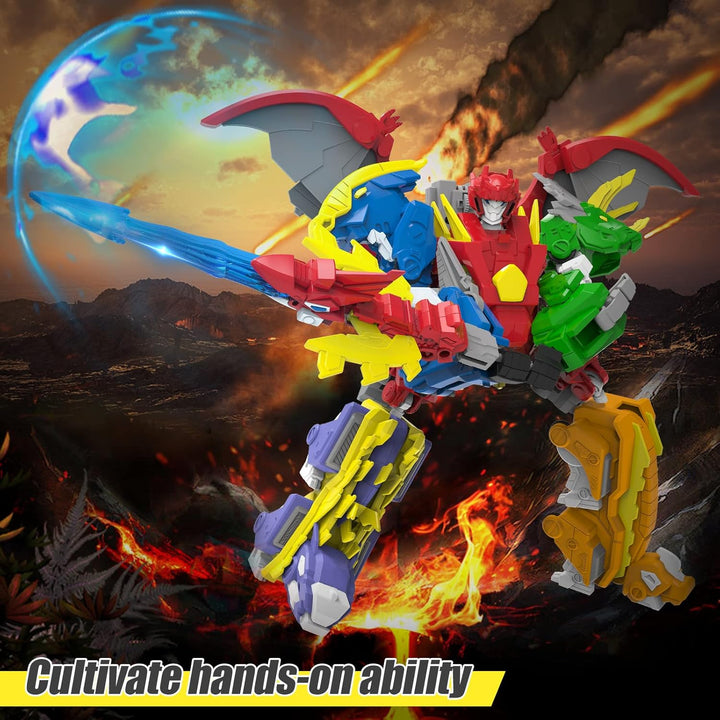 XUEXUE Dinosaur Deformation Toys, 6-in-1 Take Apart Action Figures Transform into Robot, Ideal for B