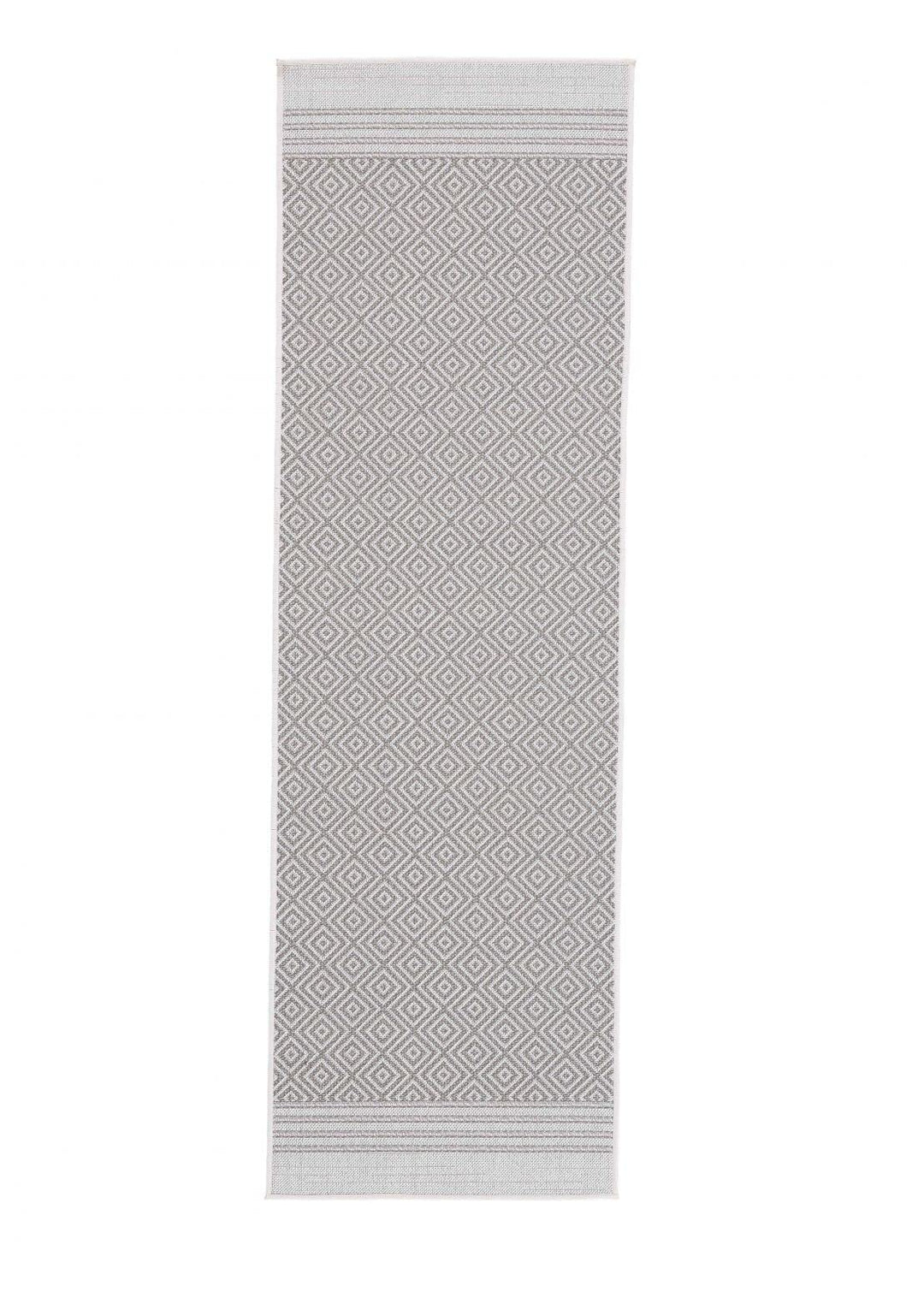 carpetfine In- und Outdoor Teppich Boho Läufer Beige Flachgewebeteppich 75x200 cm | Moderner Teppich