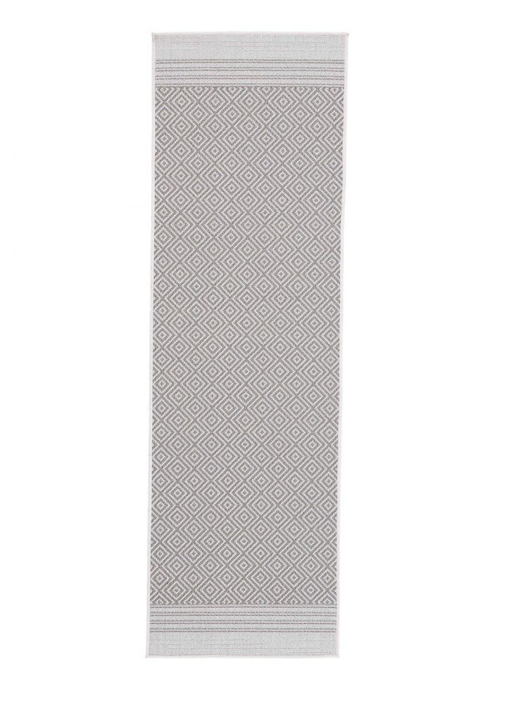 carpetfine In- und Outdoor Teppich Boho Läufer Beige Flachgewebeteppich 75x200 cm | Moderner Teppich