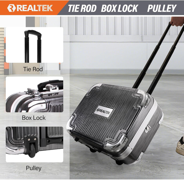 REALTEK Werkzeugkoffer 123 tlg Werkzeug Set mit Trolley-Funktion, Werkzeugkasten mit Ratsche Schraub