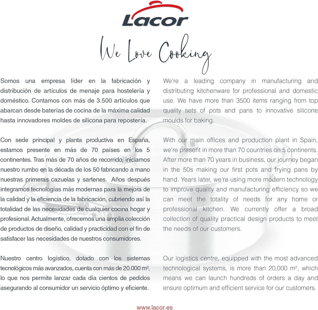 Lacor Bratentopf mit Deckel Grösse: 70L niedriger Topf 60 cm, niedriger Topf 60 cm