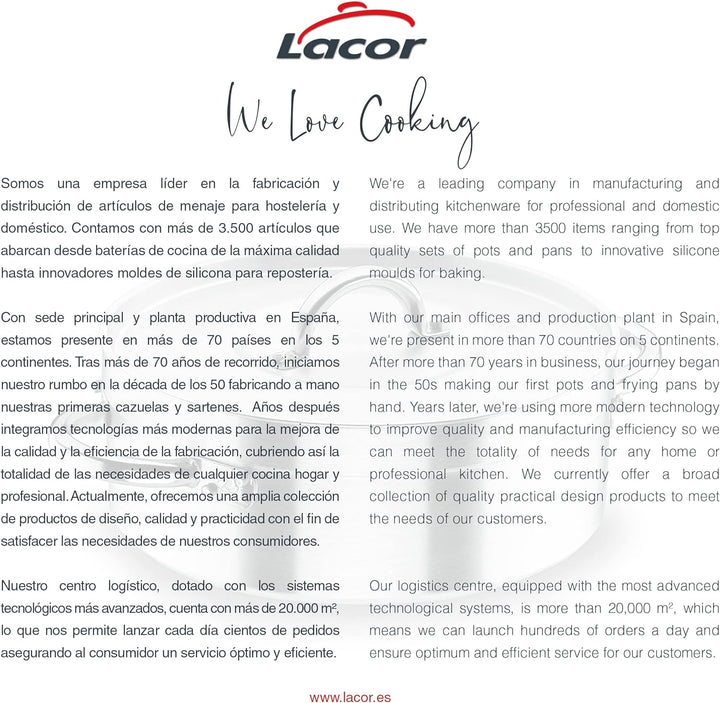 Lacor Bratentopf mit Deckel Grösse: 70L niedriger Topf 60 cm, niedriger Topf 60 cm