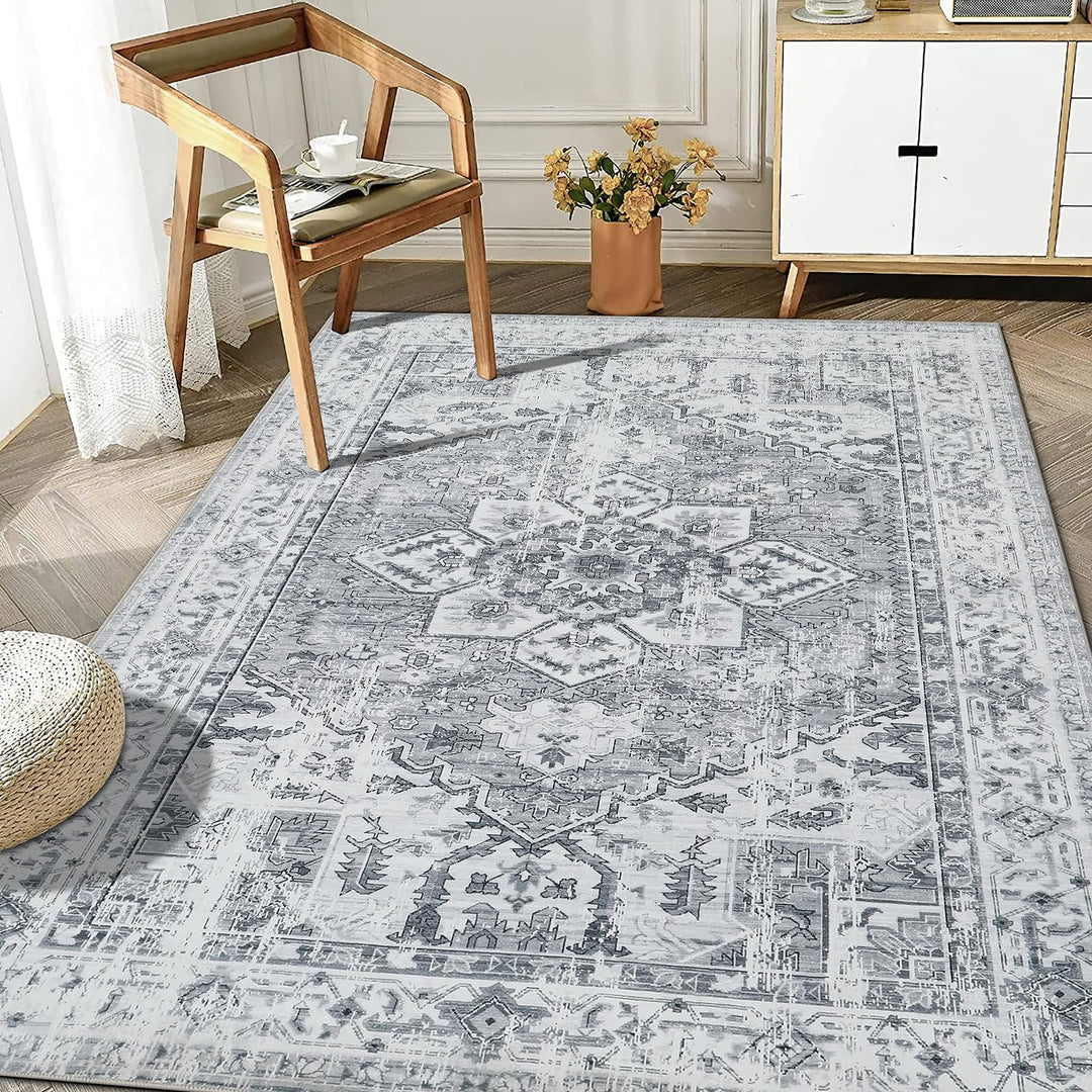 WONGS BEDDING Boho Teppich Wohnzimmer Schlafzimmer Kurzflor Teppiche Waschbar Weich rutschfest Vinta