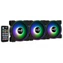 AEROCOOL SATURN 12F ARGB PRO (PAQUETE DE 3) - VENTILADOR ARGB DE 120 MM PARA CAJA, Schwarz