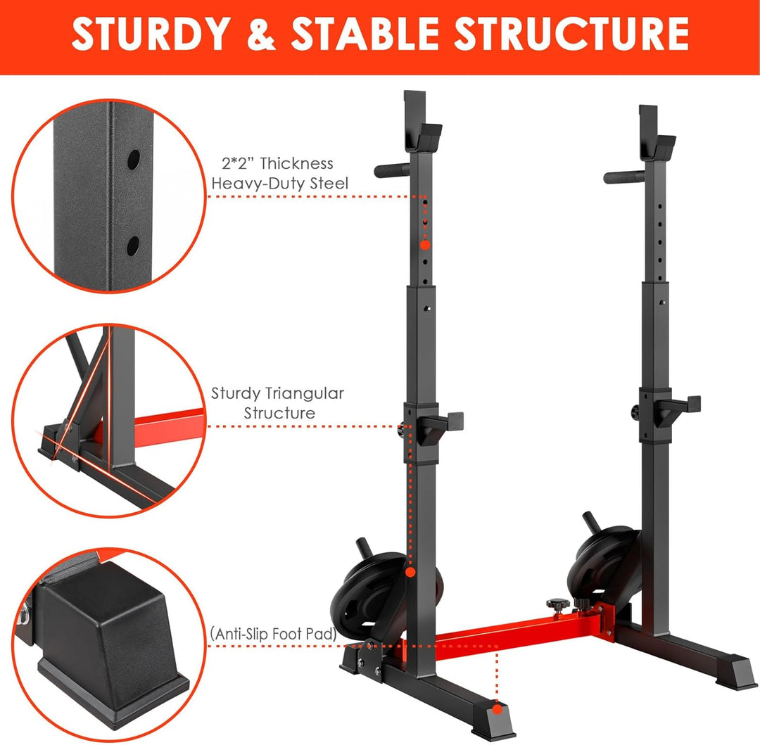 LIFERUN Squat Rack Hantelständer, Kniebeugenständer, verstellbare Langhantelablage höhenverstellbar,