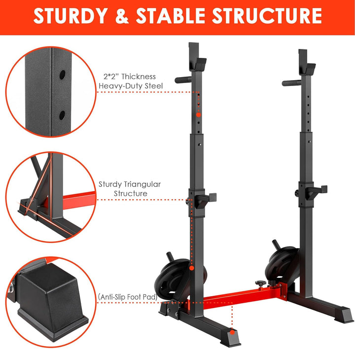 LIFERUN Squat Rack Hantelständer, Kniebeugenständer, verstellbare Langhantelablage höhenverstellbar,