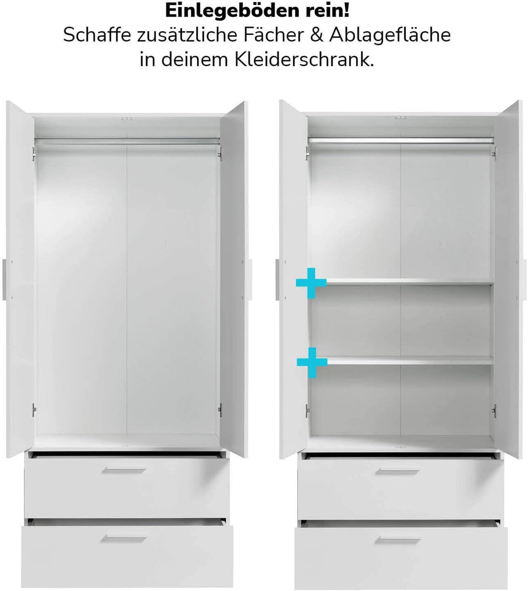 mokebo® Einlegeböden für Kleiderschränke aus Holz 'Die Kleiderheld' in weiss, in 76.5x1.50x47.5 (B/H