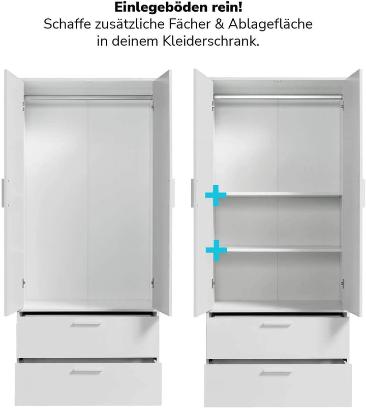 mokebo® Einlegeböden für Kleiderschränke aus Holz 'Die Kleiderheld' in weiss, in 76.5x1.50x47.5 (B/H