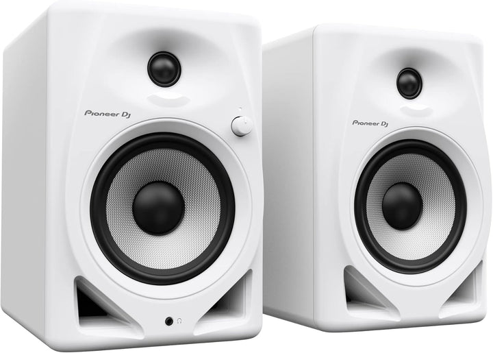 Pioneer DJ PLX-500-W DJ-Plattenspieler mit Direktantrieb, Weiss & DM-50D 5" Desktopmonitorsystem (we