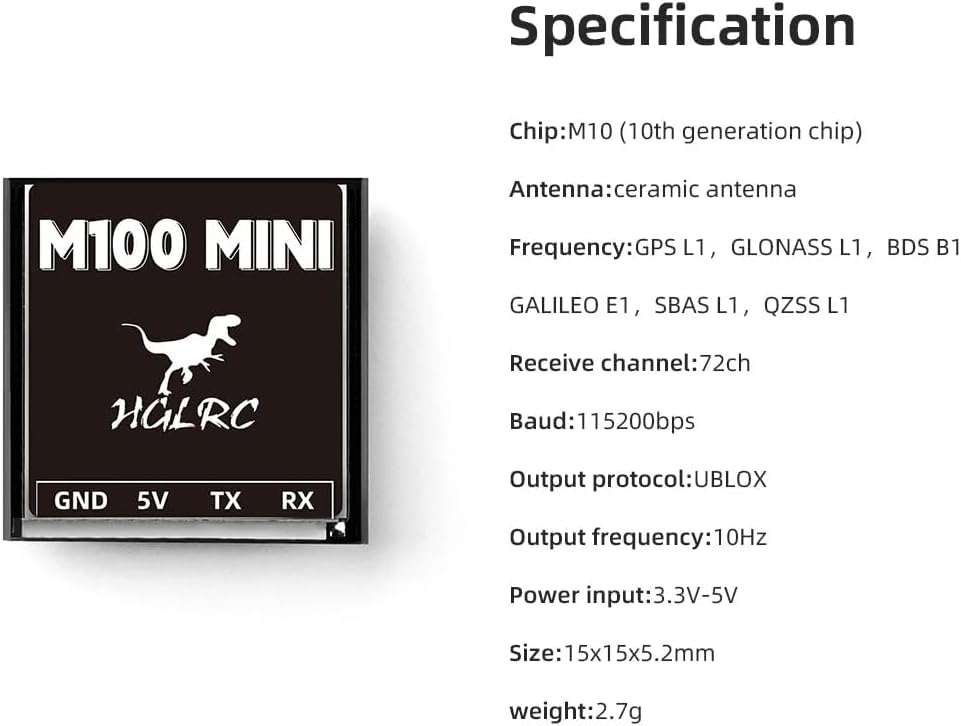 HGLRC Mini M100 GPS Modul für UBLOX Kompatibel mit 2-7 Zoll FPV Racing Drone