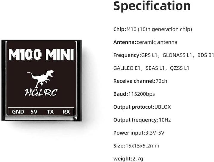 HGLRC Mini M100 GPS Modul für UBLOX Kompatibel mit 2-7 Zoll FPV Racing Drone