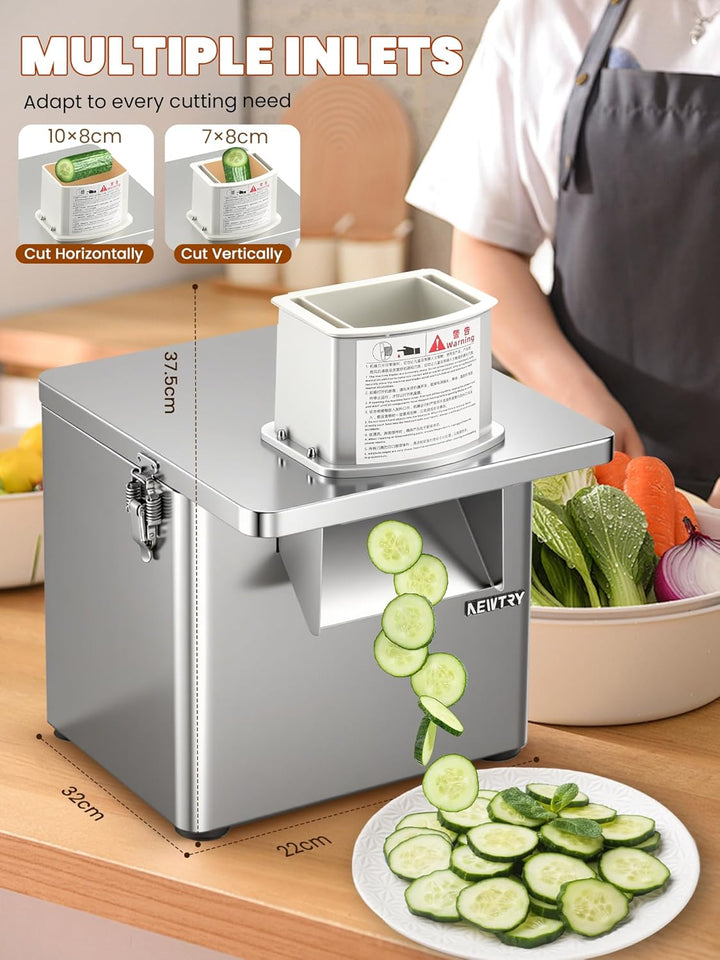 NEWTRY 4-in-1 Elektrische Gemüse Schneidemaschine - 250W Edelstahl-küchenmaschine würfelschneider fü