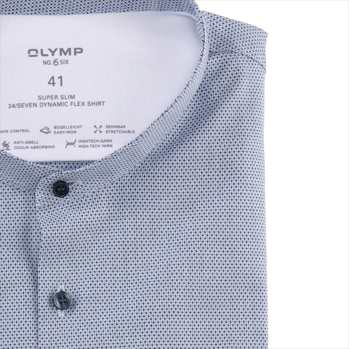 OLYMP Herren Businesshemd Langarm No. Six 24/Seven,Uni,super Slim,Stehkragen 45 Bleu 11, 45 Bleu 11