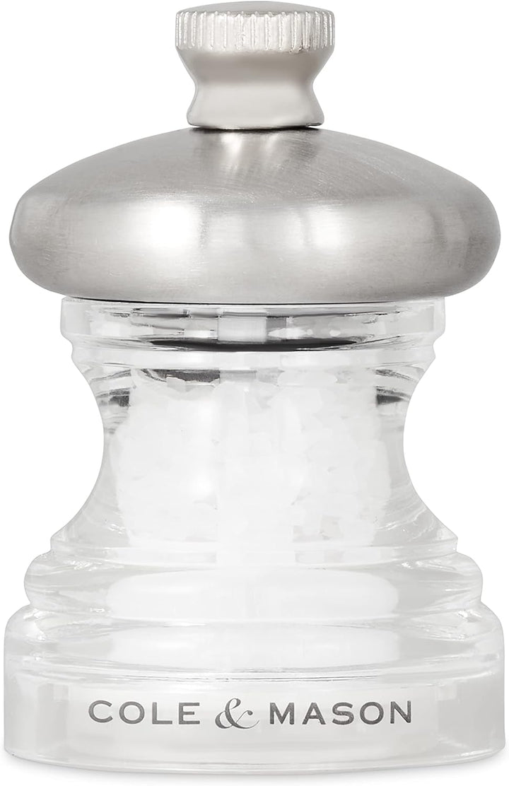 Cole & Mason H302418 Button Salz und Pfeffermühle, 2er Set Manuell, Edelstahl / Acryl, 65mm, Precisi