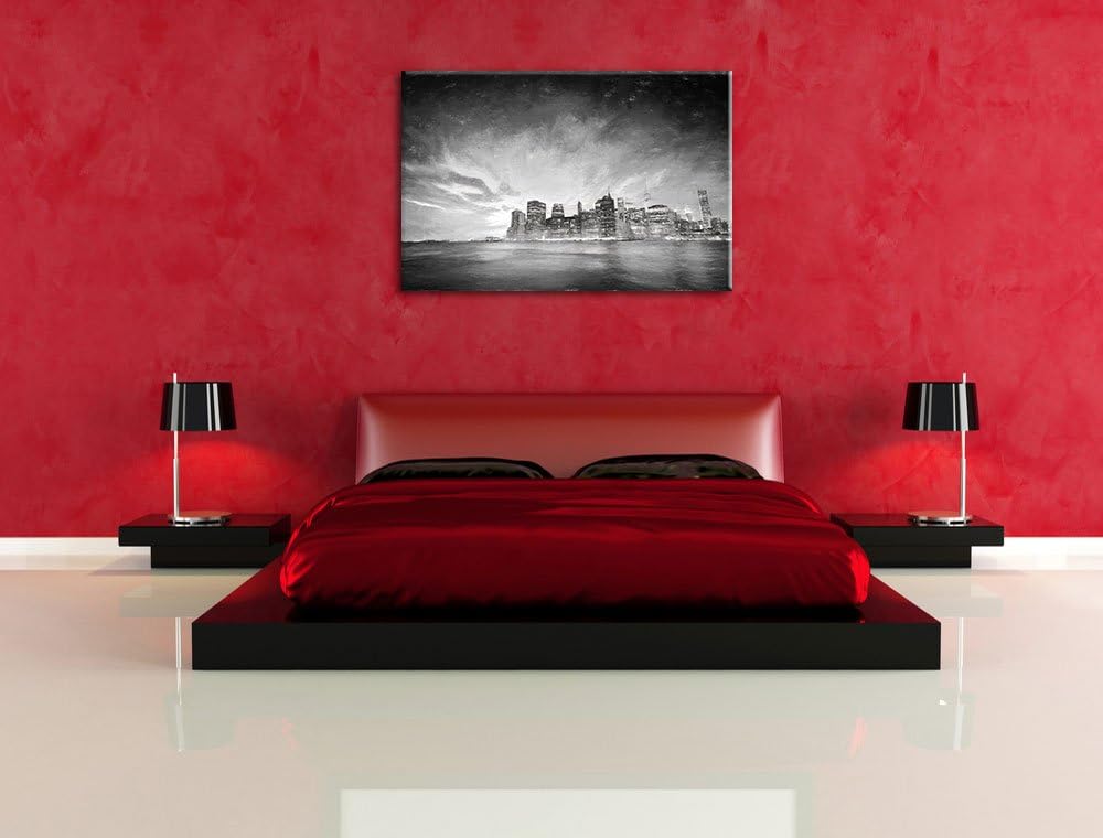 Pixxprint Skyline New York - Blick vom Dach des Empire State Building Kohle Effekt, Format: 100x70 a