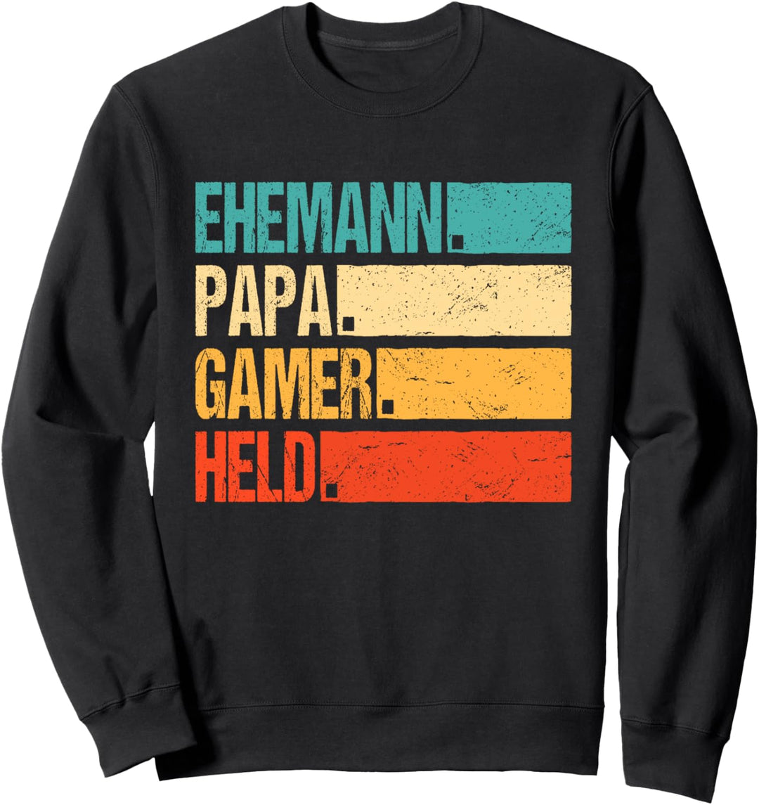 Ehemann Papa Gamer Held Retro Vatertag Sweatshirt