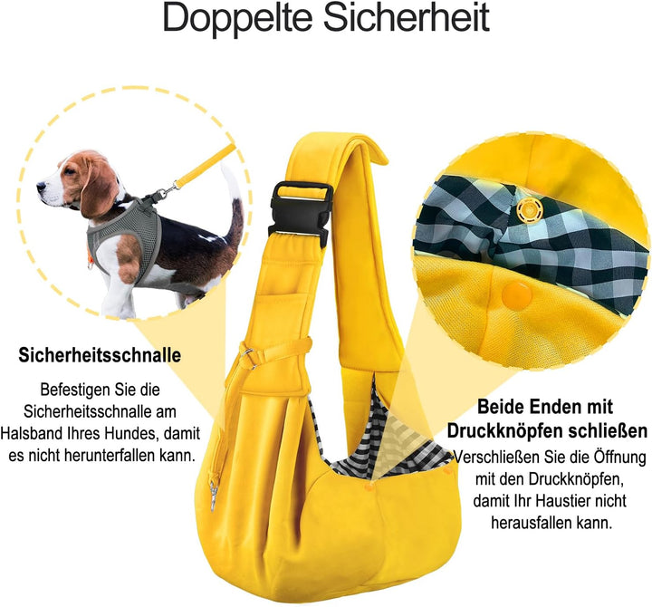 PETLOFT Tragetuch Hund, Reversibel Kleine Hundetrage, Einstellbar Pet Tragetuch, Freisprecheinrichtu