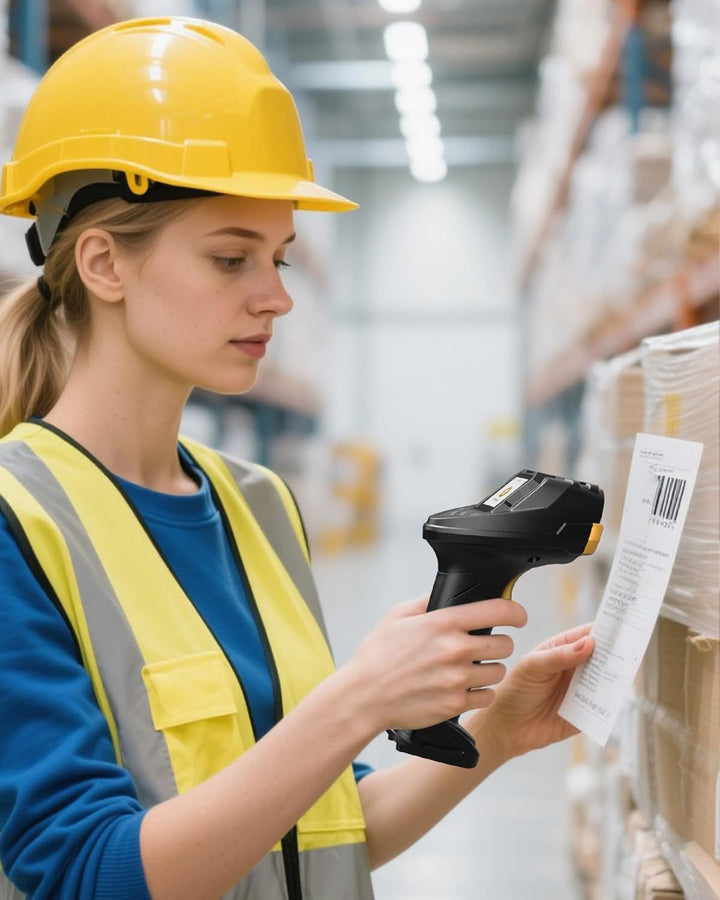 Inateck Barcode Scanner Bluetooth, 2D 1D Wireless Handheld Scanner, QR Code Scanner, mit Screen und