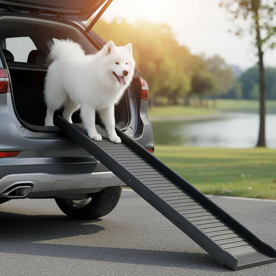Mucola Hunderampe klappbar bis 90 kg belastbar – Einstiegshilfe 157,5x39,5cm für Auto, Antirutsch-Ob