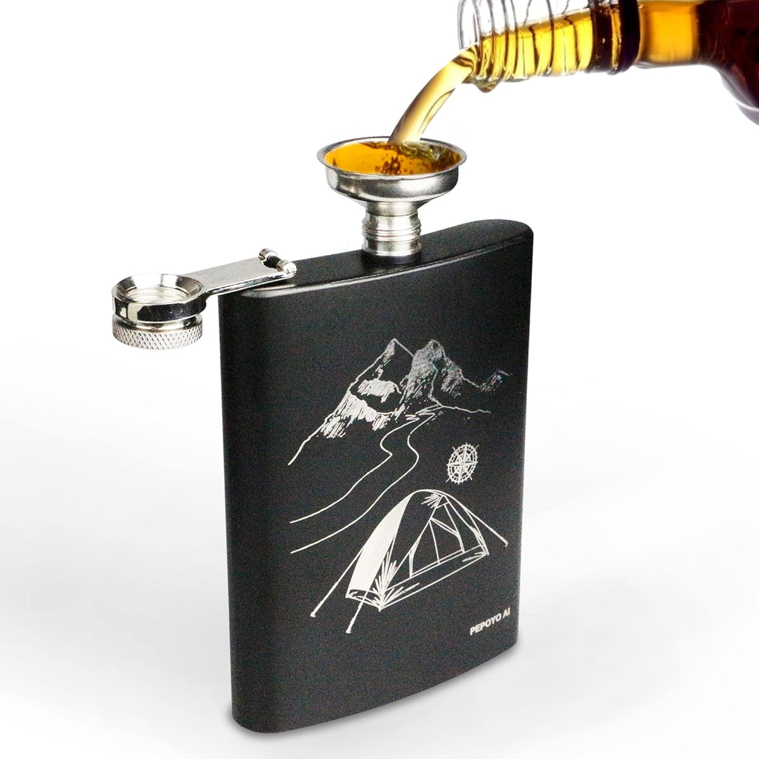 Flachmann Set 260ML Edelstahl Whisky Topf Mini Schnapsflasche Upscale Tragbar Alkoho Geschenke (Grau
