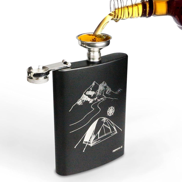 Flachmann Set 260ML Edelstahl Whisky Topf Mini Schnapsflasche Upscale Tragbar Alkoho Geschenke (Grau
