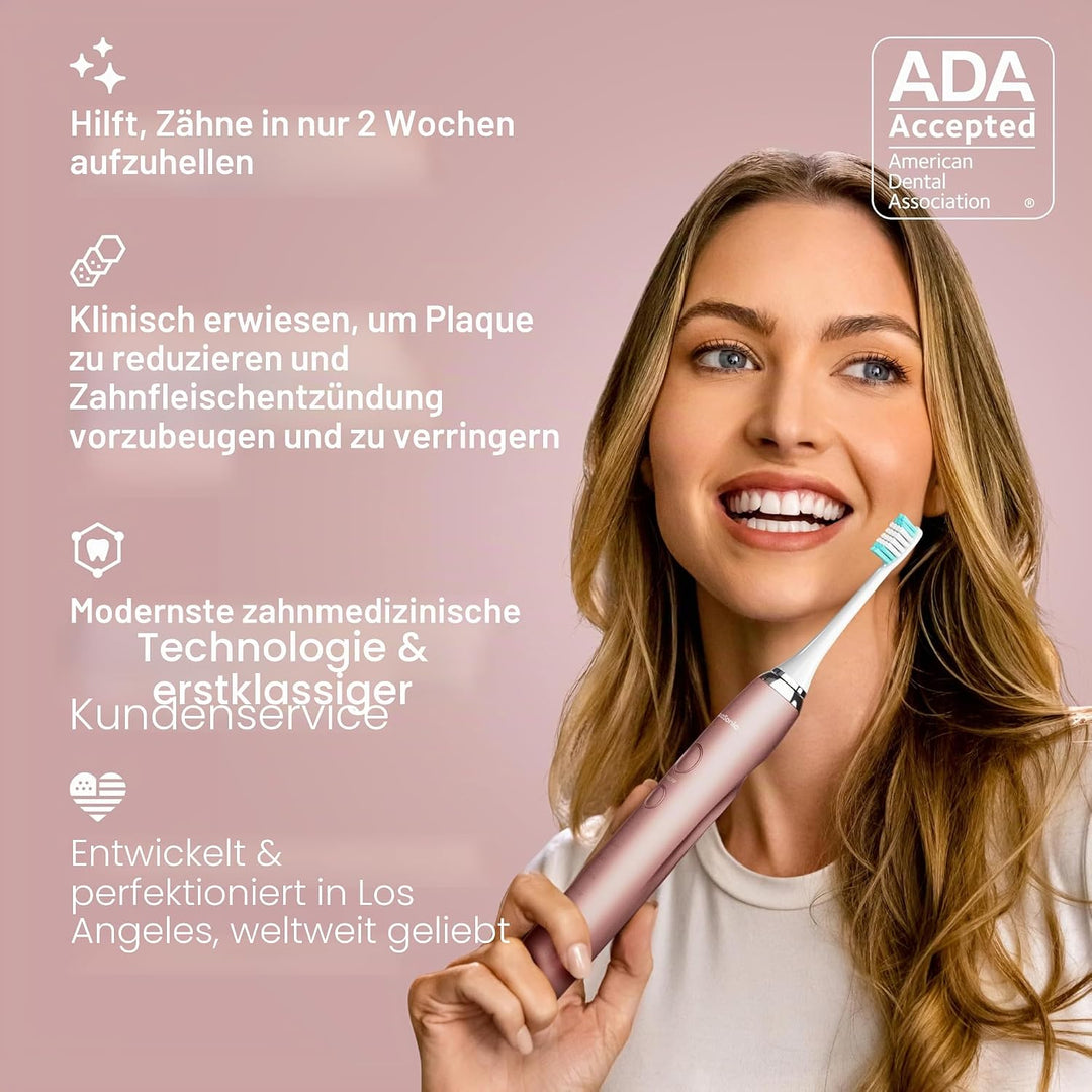 Aquasonic Vibe Serie Ultra Aufheller Zahnbürste - ADA Geprüfte elektrische - 8 Bürstenköpfe &amp; Reisee