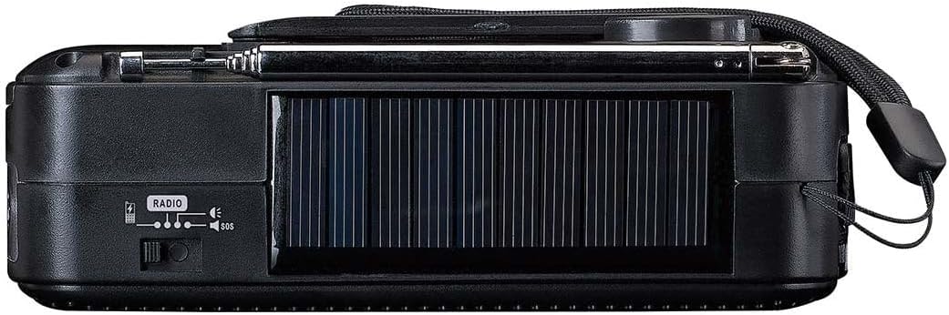 Lenco MCR-113BK Notfallradio mit Kurbel, Solar, Powerbank, FM/KG Radio, SOS-Alarm, LED-Taschenlampe,