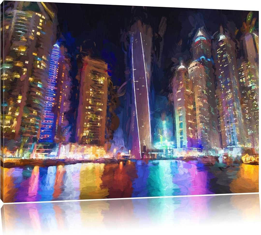 Pixxprint Dubai Burj al Arab / 100x70cm Leinwandbild bespannt auf Holzrahmen/Wandbild Kunstdruck Dek