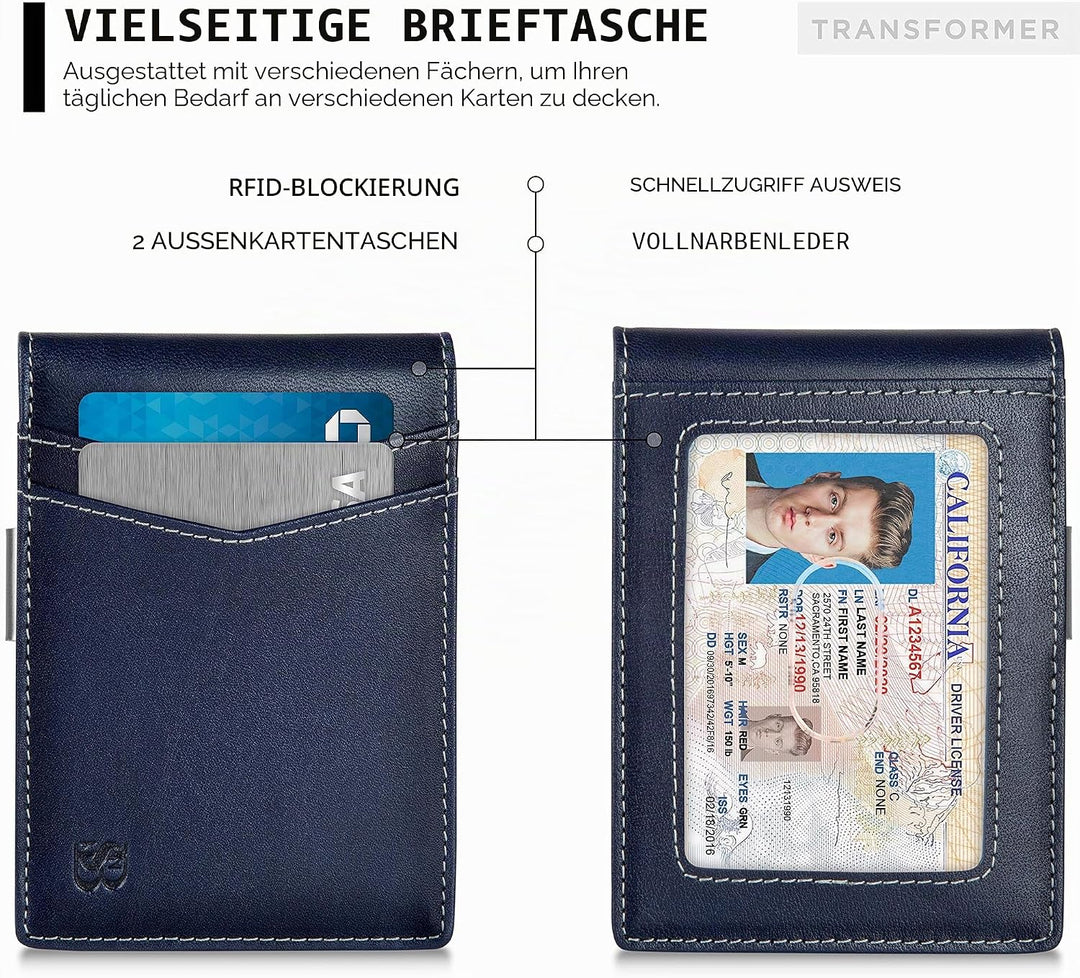 SERMAN Brands börse mit Klammer â€“ Herren-Geldbörsen, schmale Vordertasche, RFID-blockierender Kart