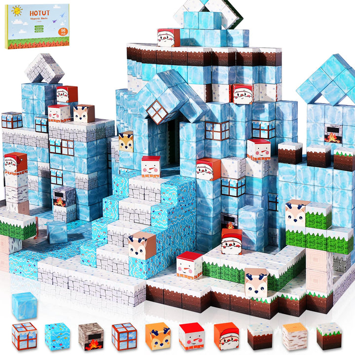 HOTUT Magnetische Bausteine, 96 Stück Magnetic Building Blocks, Baue Meine Magnete Welt Set, Montess