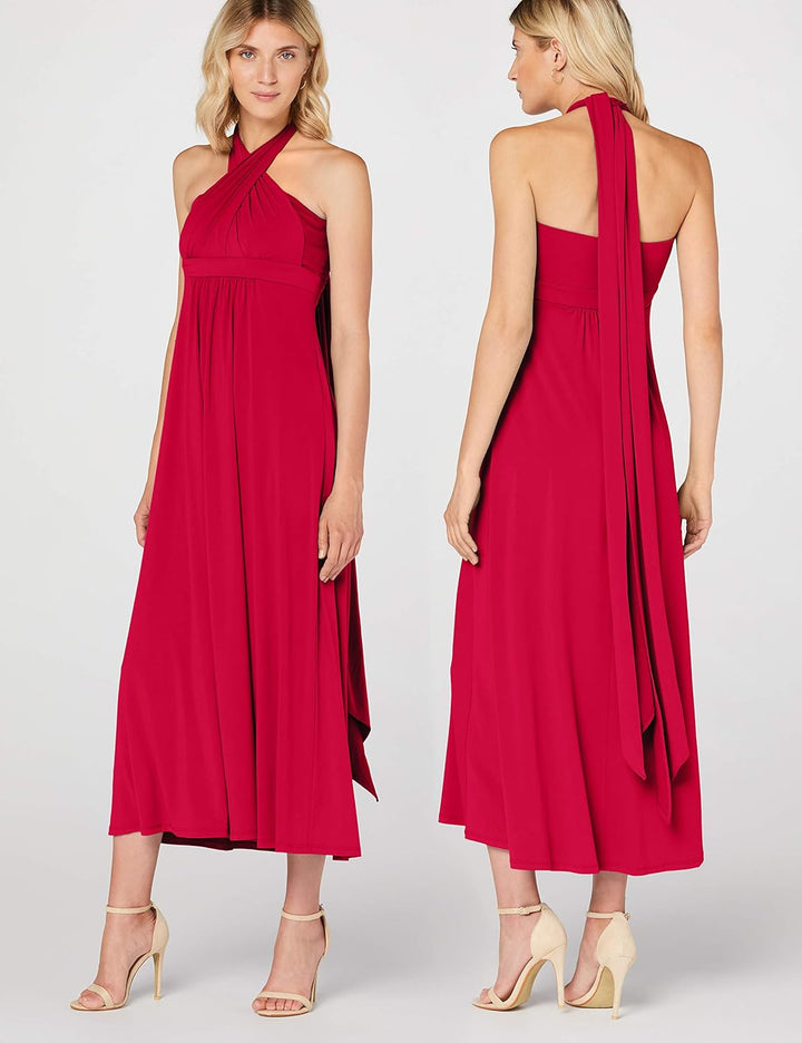 Truth & Fable Damen Maxi A-Linien-Kleid 36 Dunkelrot, 36 Dunkelrot