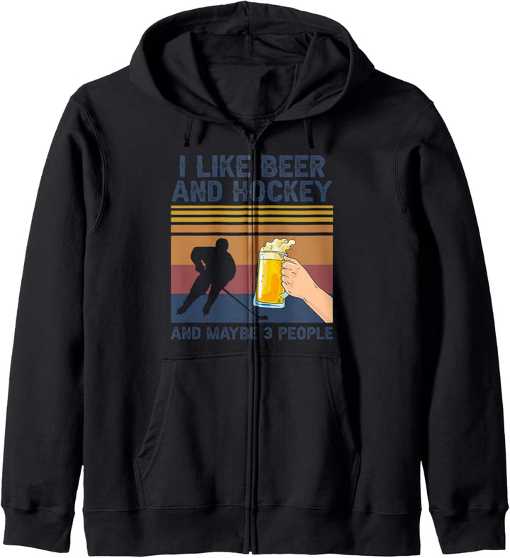 I Like Beer and Hockey and Maybe 3 People Funny Gift Kapuzenjacke