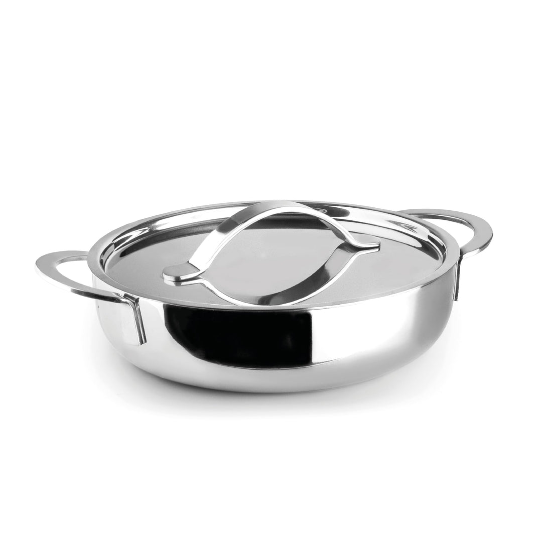 IBILI - Kasserolle mit natürlichem Triply-Deckel, 16 cm, Edelstahl, induktionsgeeignet, ohne Antihaf