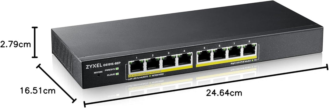 Zyxel GS1915-8EP Managed L2 Gigabit Ethernet (10/100/1000) Power Over Ethernet (PoE) Black