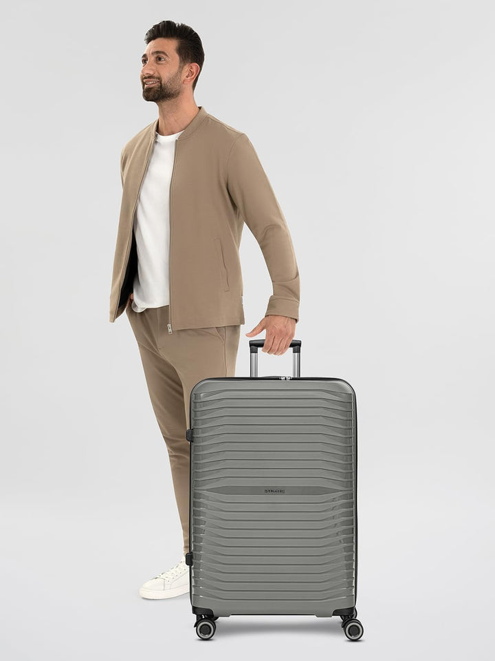 Stratic Shine Koffer gross | Trolley hergestellt aus Bruch- & Kratzfestem Polypropylen mit 4 Rollen,