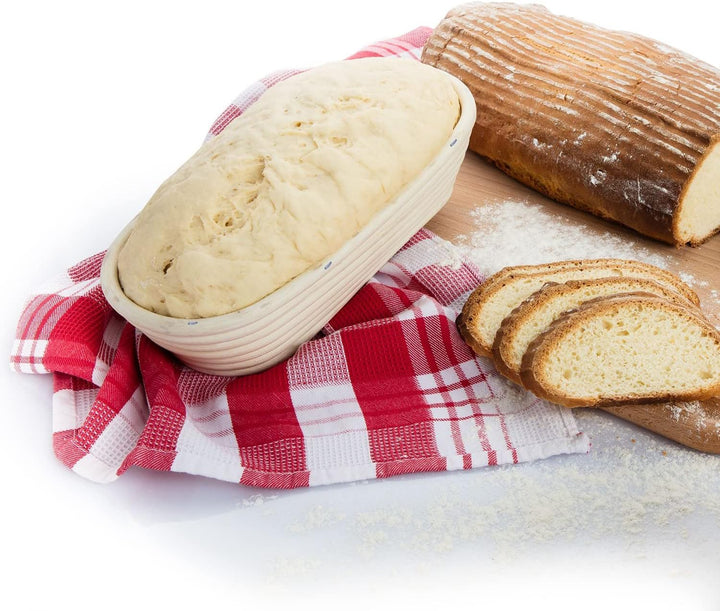 Westmark Gärköbchen-Set, 2tlg., Gärkörbchen oval + Bezug, Peddigrohr/Baumwolle, Hellbeige/Beige, 320