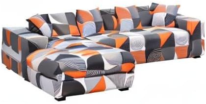 ShowyLive Sofa Überzug Couch Überzug 2er Set für Ecksofa L-Form Sofabezug 3 Sitzer+3 Sitzer, mit 4 S