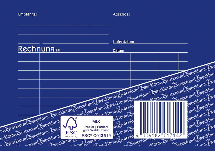 AVERY Zweckform 1714-10 Rechnung (A6 quer, 2x40 Blatt, selbstdurchschreibend mit farbigem Durchschla