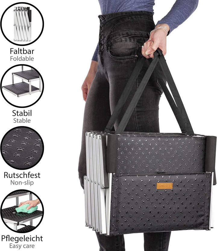 ONVAYA® Hundetreppe faltbar | 5 Stufen | Hunderampe Einstieghilfe für Autos oder hohe Betten | klapp