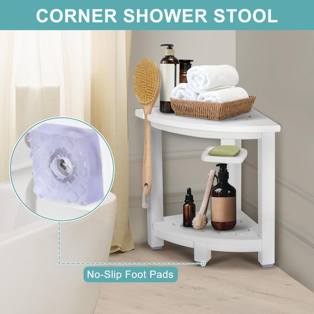 NALONE Duschhocker, HDPE Badhocker modern Design 2-Tier badezimmerhocker mit rutschfesten Fusspolste