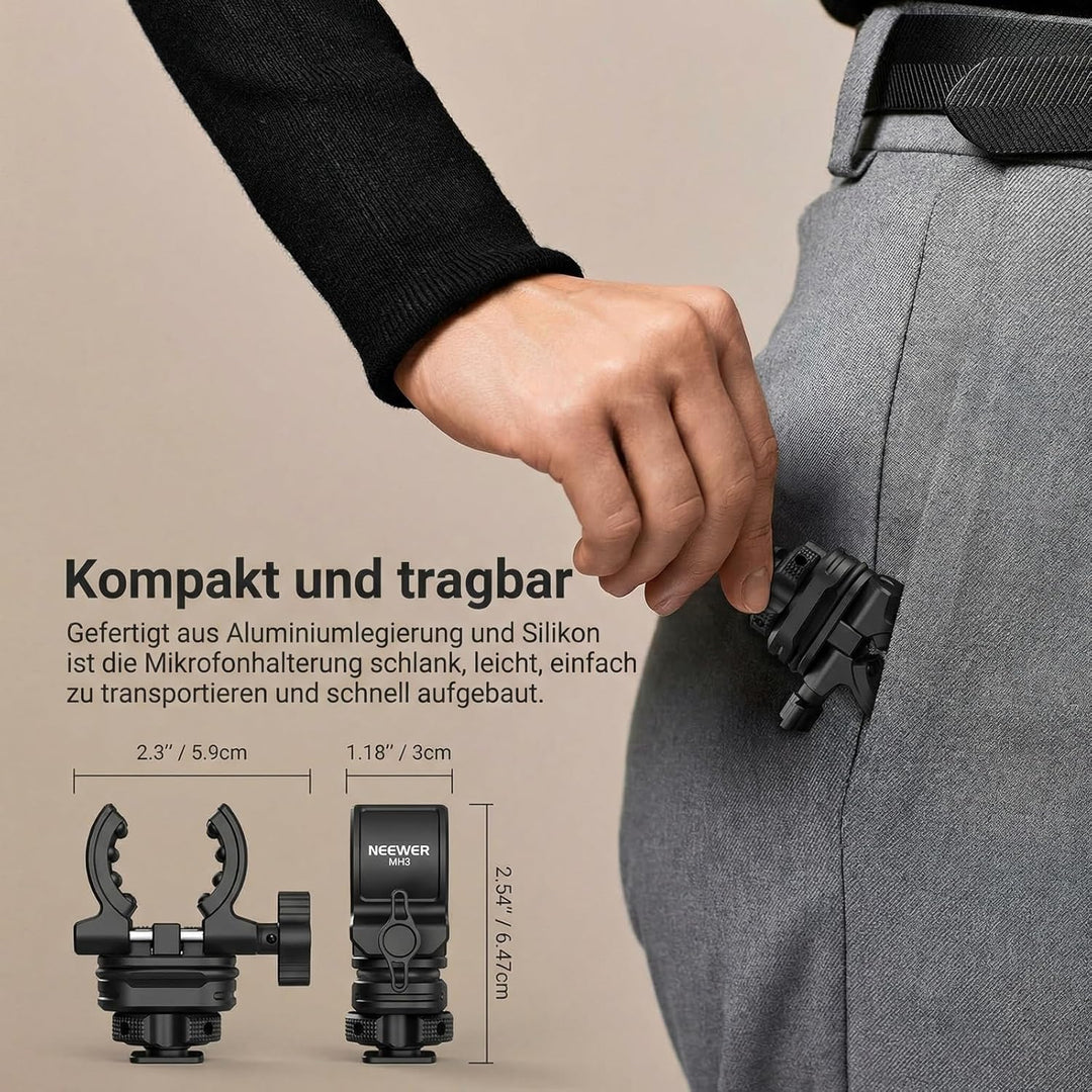 NEEWER Mikrofon Halterung mit Cold Shoe Adapter, geräuschdämpfende und stossdämpfende Microphone Mou