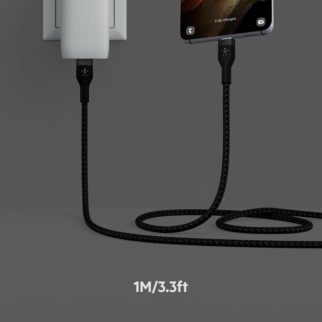 Belkin BoostCharge Pro Flex geflochtenes USB-C/USB-C-Ladekabel, USB-IF-zertifiziert zum Schnellladen